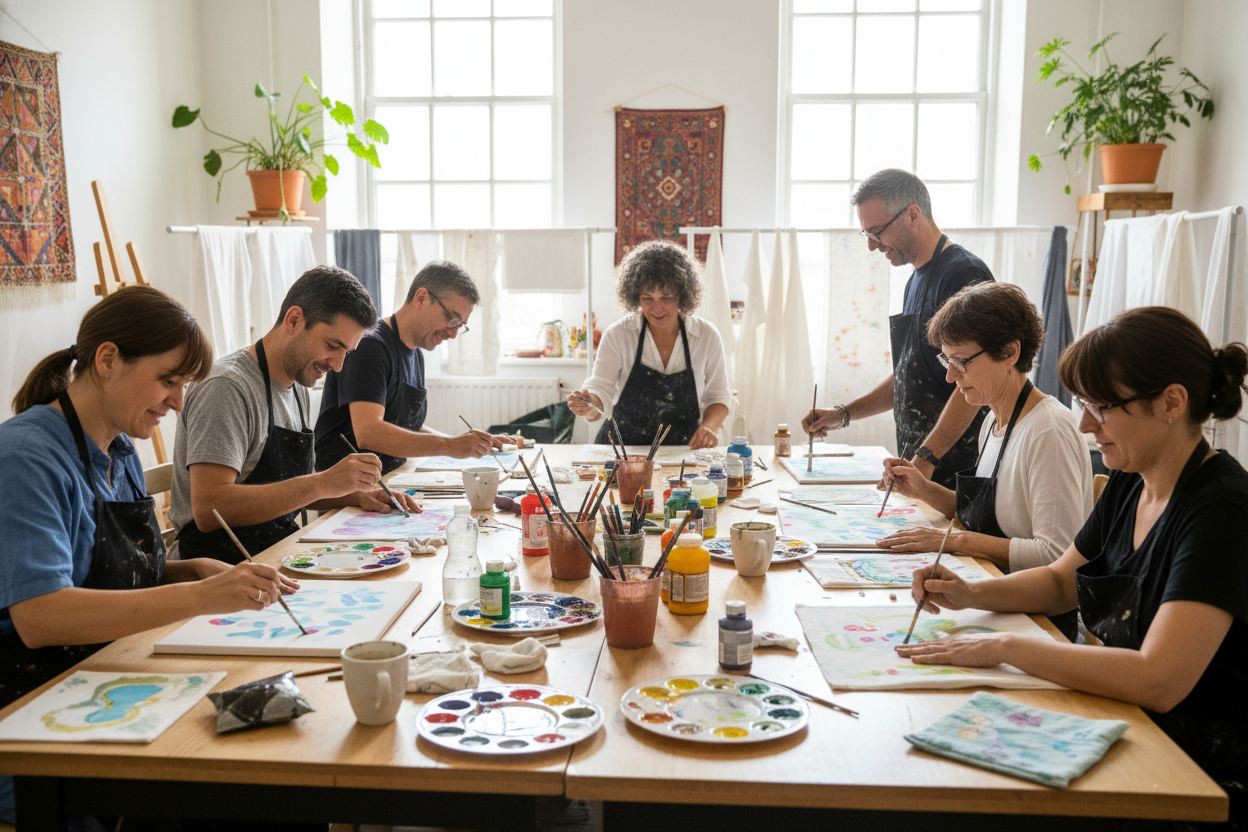 atelier peinture textile sans tabliers pour adultes nombres 8 maximun